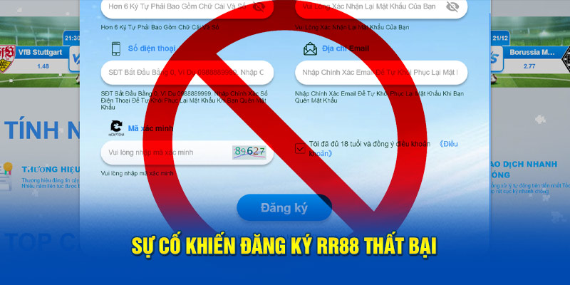 Sự cố khiến đăng ký RR88 thất bại